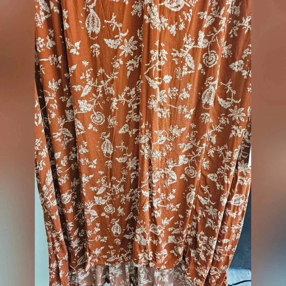 Treasure & Bond Red Boho Garden Floral Long Sleeve Woven Midi Dress Size 1X - Picture 3 of 7